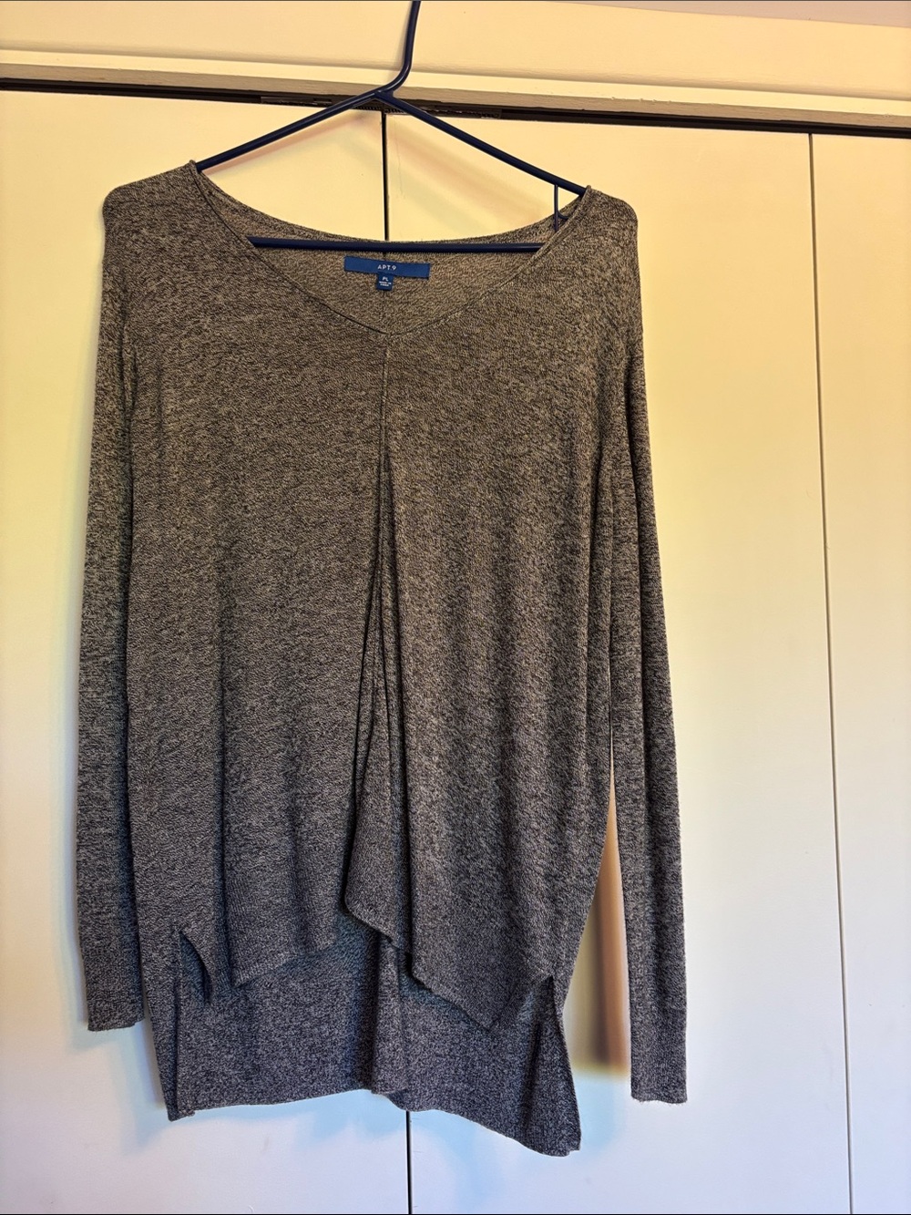Apt. 9 Heather Gray Draped Front Long-Sleeve Top